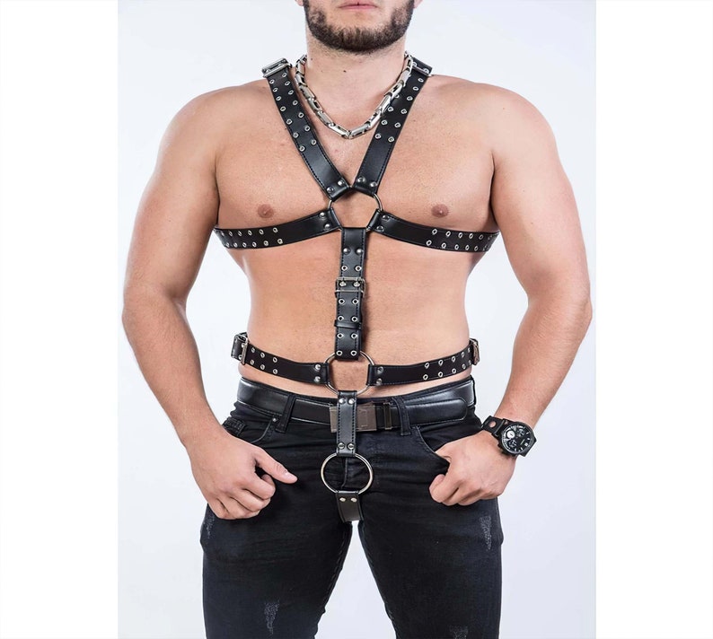 BDSM Gay Body Bondage Harness Men Fetish Leather Lingerie Sexual Chest Harness Belt Strap Punk Rave Gay Costumes for Adult Sexy 