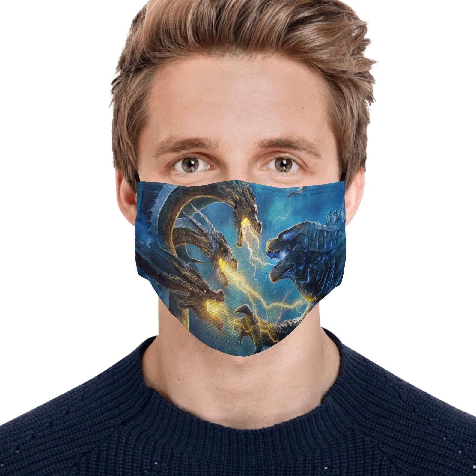 Godzilla Fight King Ghidorah Face Mask Godzilla Face Mask - Etsy
