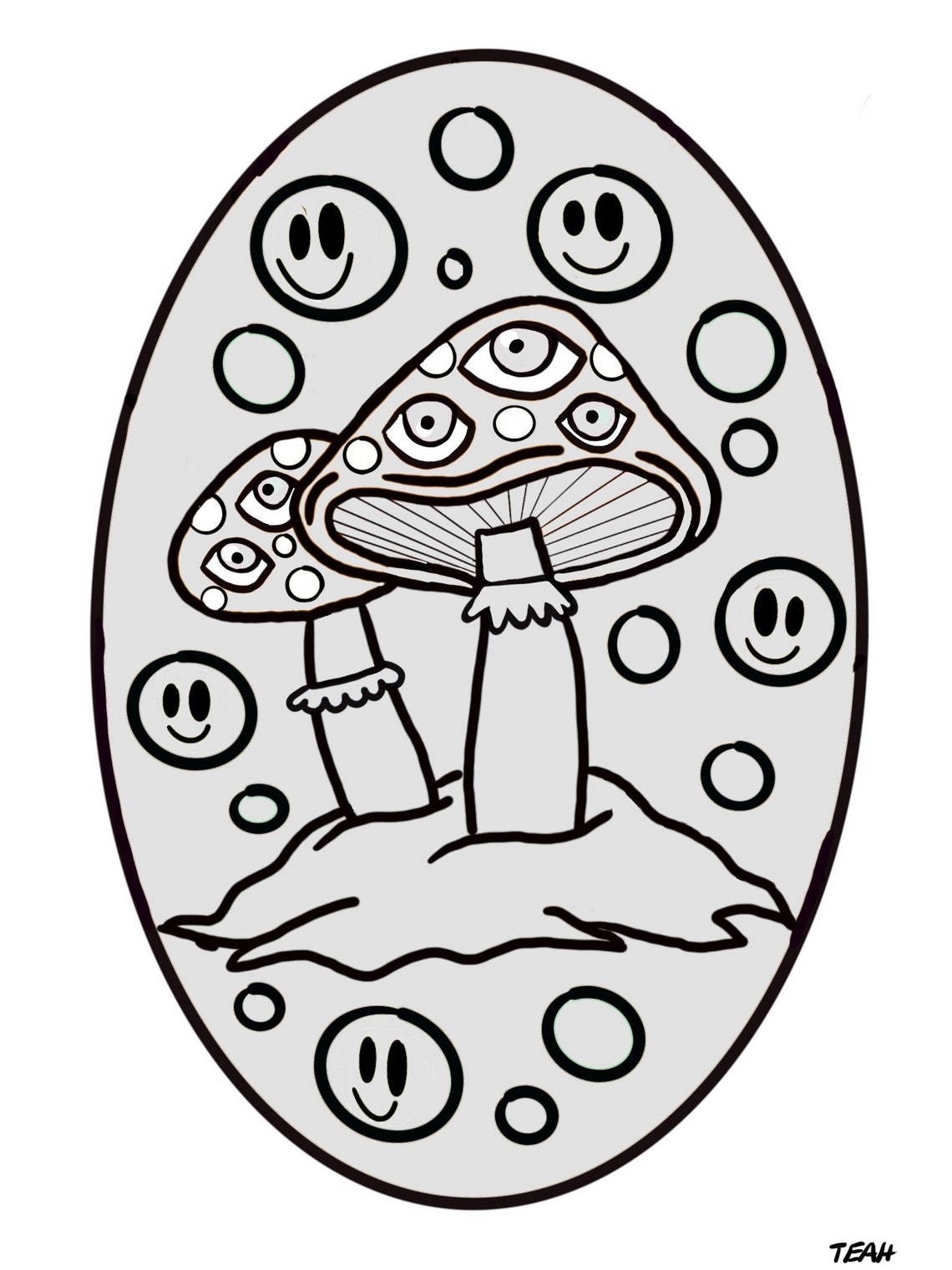 Trippy Mushroom Coloring Page - Etsy