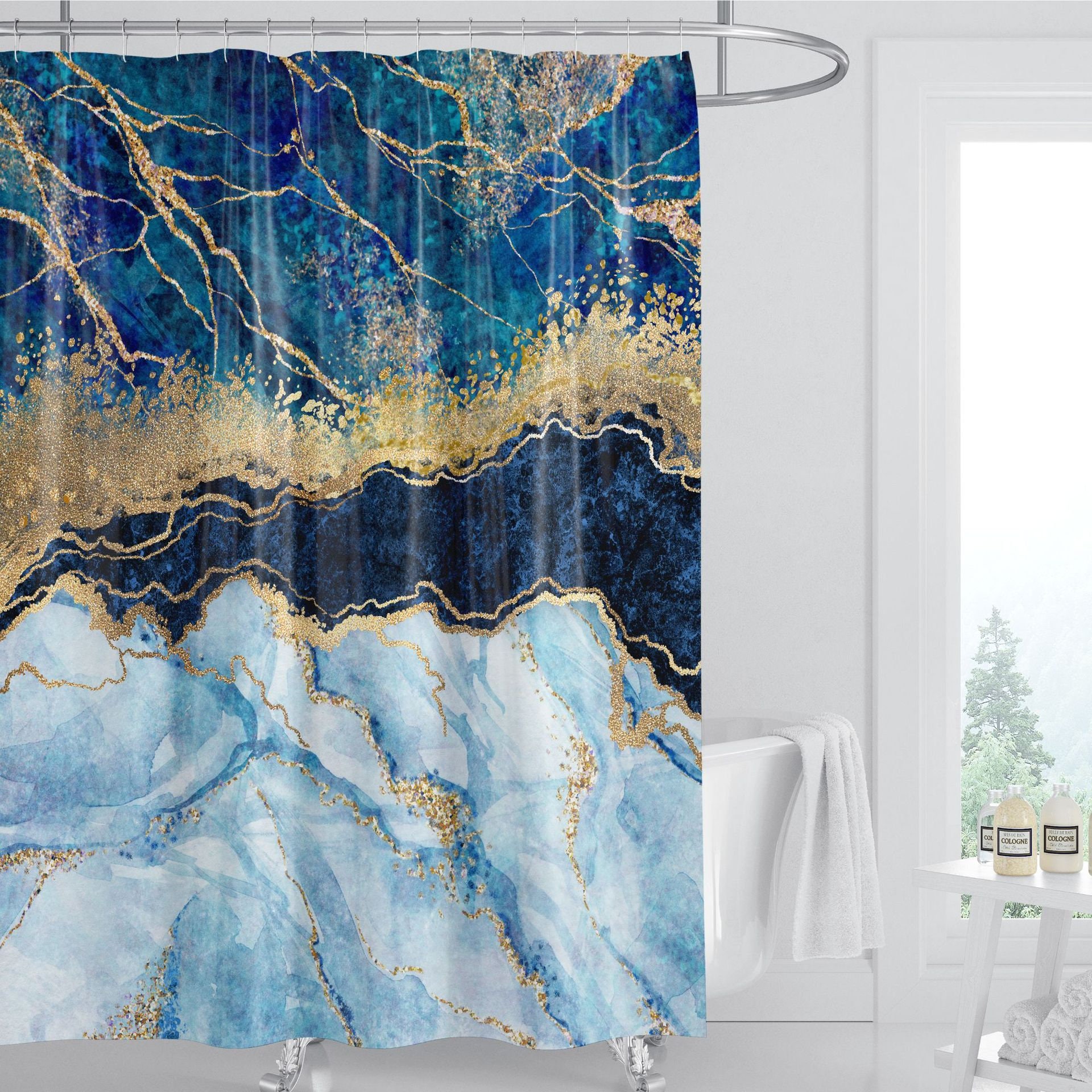 Marble pattern color shower curtain bathroom decoration Etsy