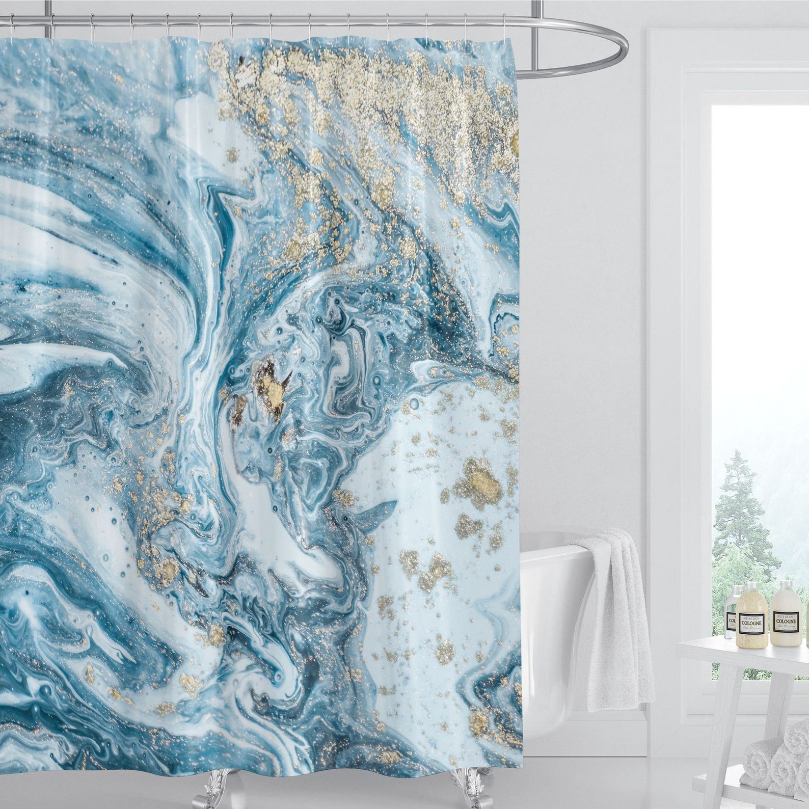 Marble pattern color shower curtain bathroom decoration Etsy