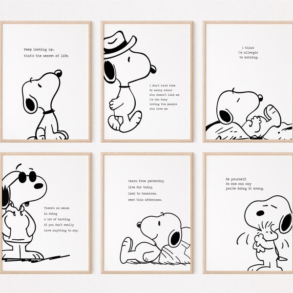 12 Peanuts/Snoopy/Charlie Brown Character Poster/Nursery Kindergarten/Bedroom Printable/Wall Art/Classroom Decor/Elementary Primary School/2