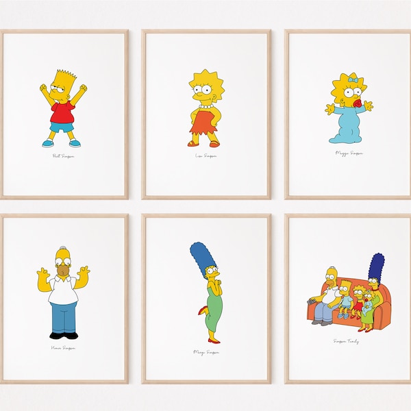 12 Die Simpsons Familie Galerie Wand Set / Poster / Druck / Wandkunst / Klassenzimmer Schlafzimmer Wand-Dekor / Dekoration / Kunstwerk / Bart / Homer / Lisa / Geschenk / L10