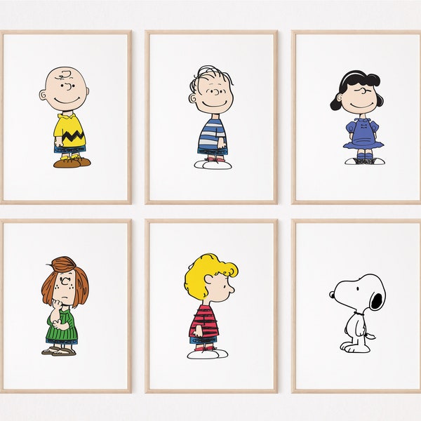 20 Peanuts/Snoopy/Charlie Brown Character Poster/Nursery Kindergarten/Bedroom Printable/Wall Art/Classroom Decor/Elementary Primary School/3