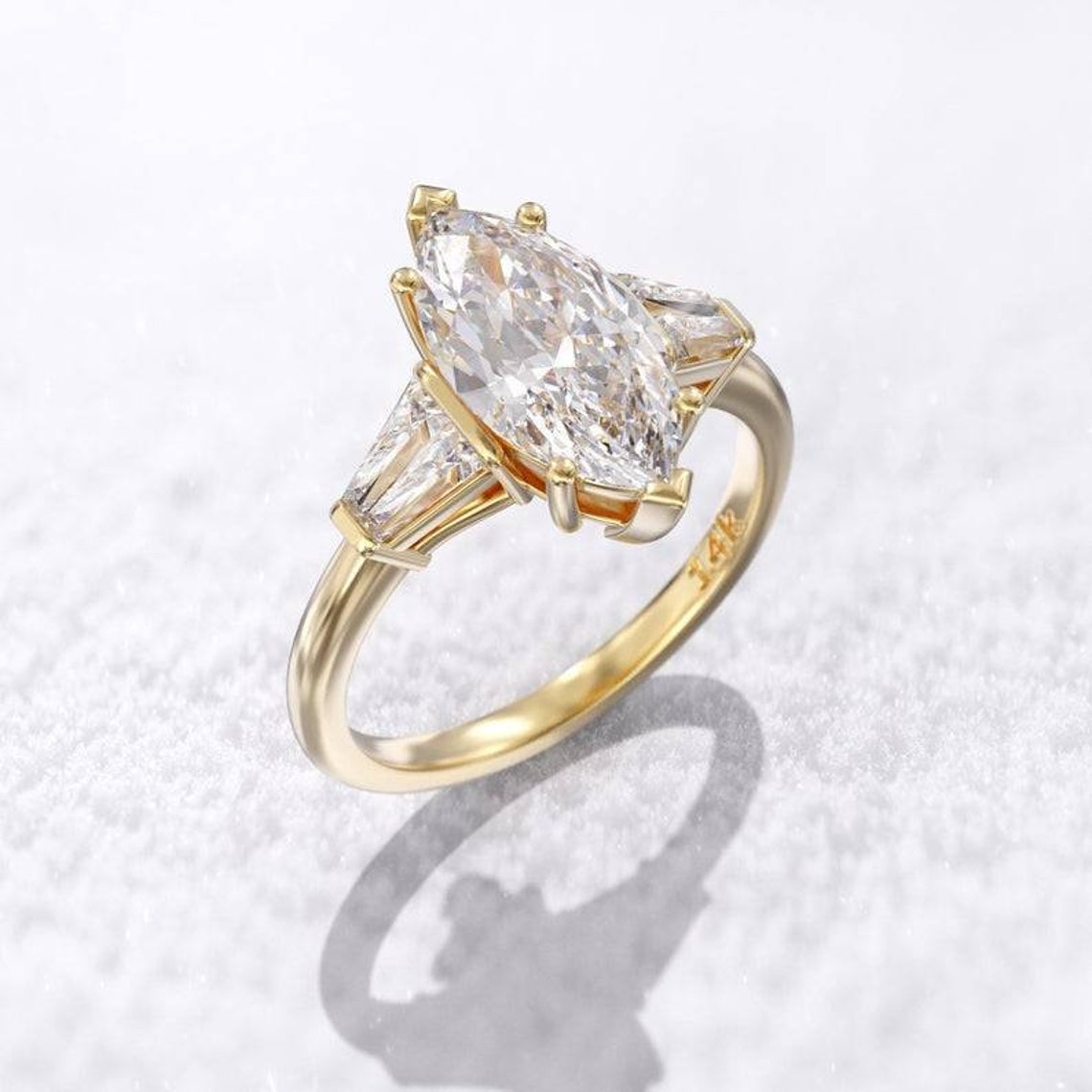 2 carat engagement ring moissanite marquise 2ct & 4 tapered | Etsy