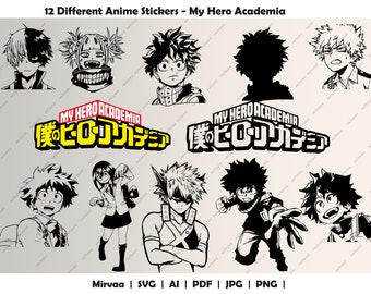 Ai- Printing SVG Anime Characters Decal Silhouette Files T-Shirts