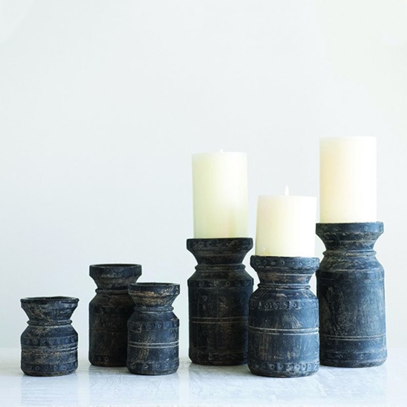 Vintage Wood Candle Holder