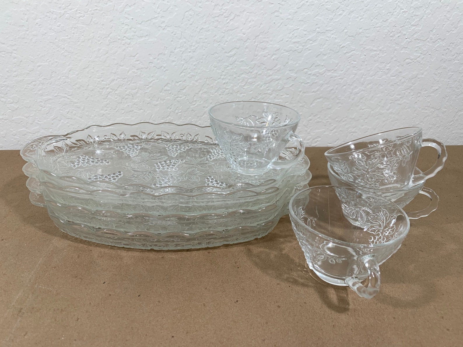 Vintage Anchor Hocking Glass ServaSnack Set/ 8 Piece set in Etsy