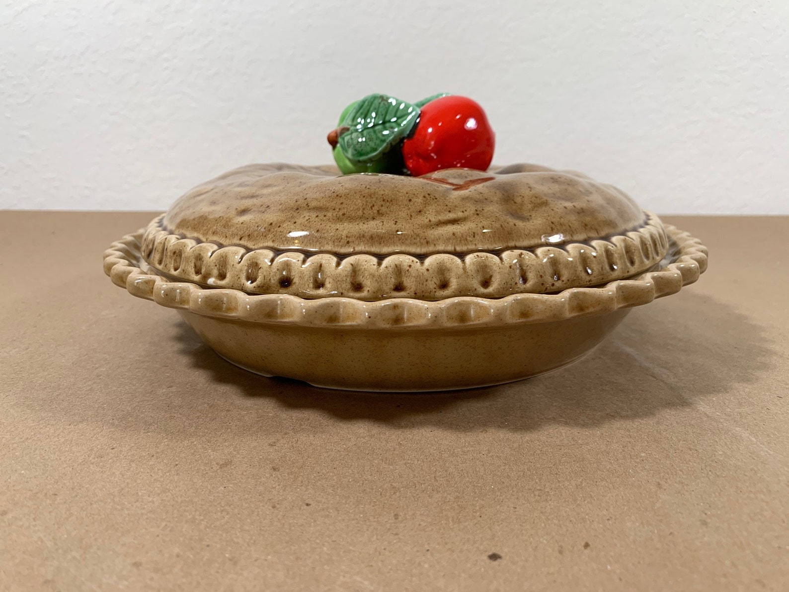Vintage Country Apple Pie Recipe Dish W/ Lid Etsy