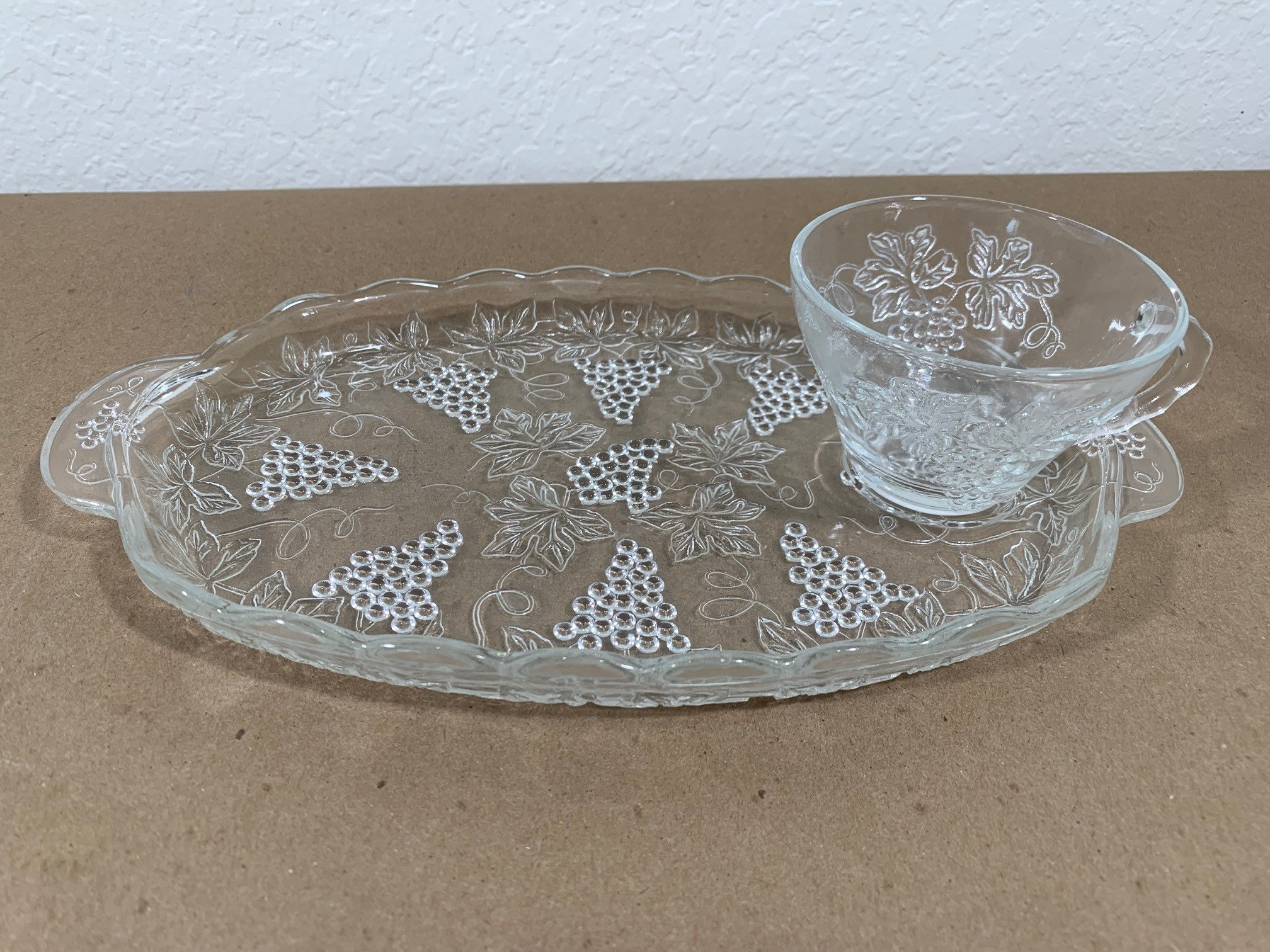 Vintage Anchor Hocking Glass ServaSnack Set/ 8 Piece set in Etsy