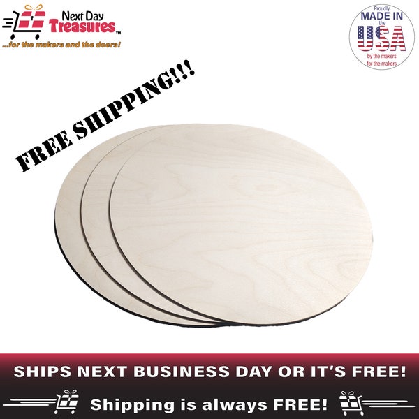 18" Birch Rounds 1/4" (6mm) Thick | Bulk Pack Door Hangers | Round Birch Blanks | Birch Plywood | Birch Wood Circle | Plywood Round