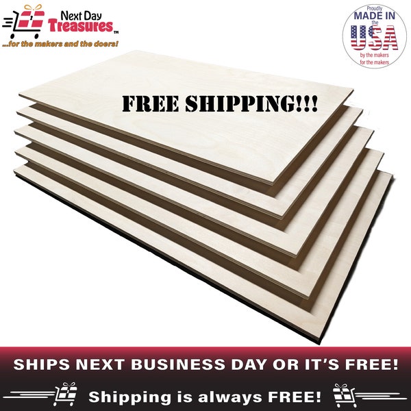 1/4" (6mm) Birch Plywood Sheets 12"x20" Bulk Packs | Highest Quality B/BB | Laser Wood | Ships next business day | GlowForge Proofgrade