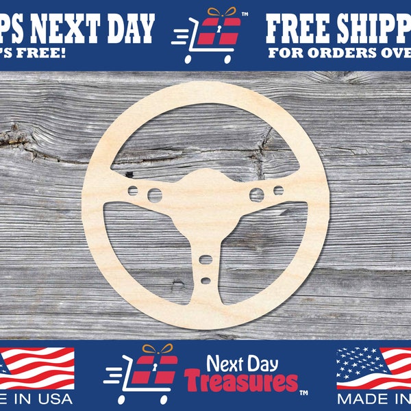 Car Truck Steering Wheel Unfinished Wooden Shape | Vehicles | DIY Wood Craft Cutout Blank