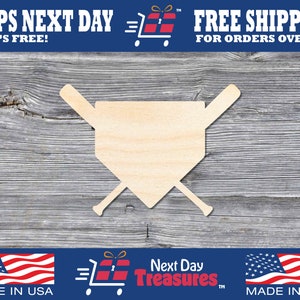 Baseball Home Plate and Bats Unfinished Wooden Shape | Sports | DIY Wood Craft Cutout Blank