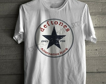 DEFTONES Tshirt logo star white pony rock band Men&#39;s Unisex T-shirt