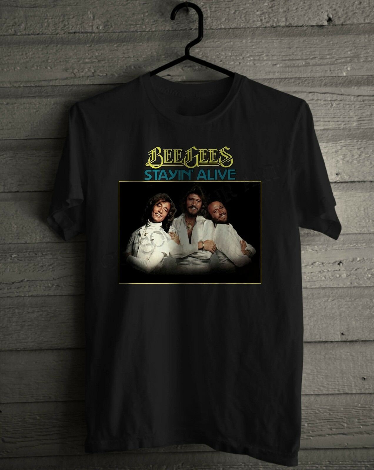 BEE GEES Stayin Alive Logo Classic Trio pop Andy Gibb Men's Unisex T-shirt