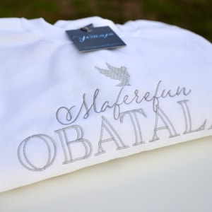 Obatala Embroidered Crewneck Sweater - Obatala Panuelo - Santeria Apparel