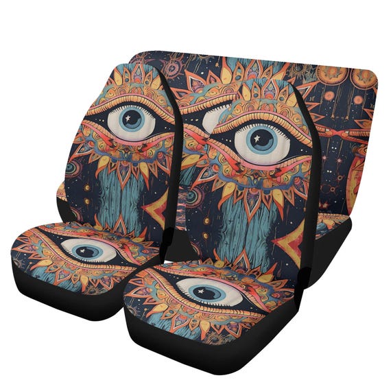 Mystical Eye Witchy Car Seat Cover For Women, Cottagecore Witchy Trippy Mystic Front Bucket Seat Cover For Car Vehicle, Astro seat cover
