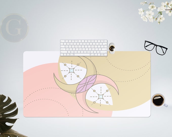 Cute Pastel Boho Desk Mat with Multiple Size Options, Home Office Boho Desk Mat, Gift For Coworker, Extended Mouse Pad Pastel, Desk Pad