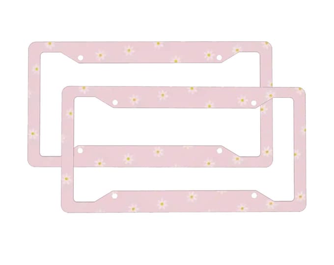 Cute Cottagecore Kawaii Pink license plate frame, pink kawaii license plate cover, Car exterior decor, car accessories gift, pink car decor