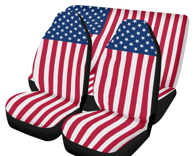 USA Flag Car Seat Covers, Patriotic Car Seat Covers for vehicle, car interior decor gift for christmas, car accessories gift for dad