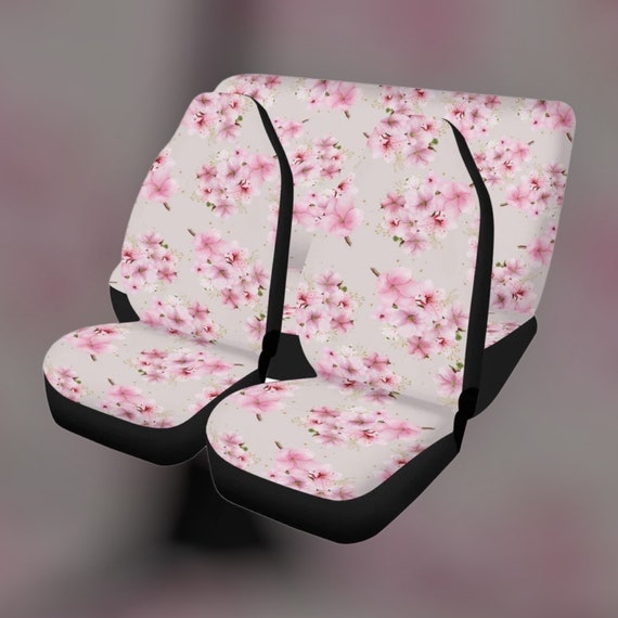 Kawaii Pink Japanese Sakura Car Seat Covers, Cute Cherry Blossom Car Seat Cover for vehicle women car interior decor accessories pink cover