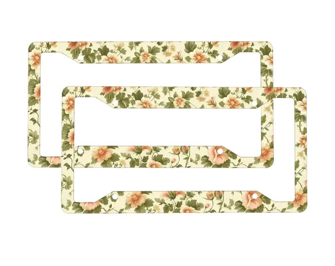 Cute Cottagecore boho flowers license plate frame, Green nature plate cover, Car exterior decor, car accessories gift, boho hippies gift