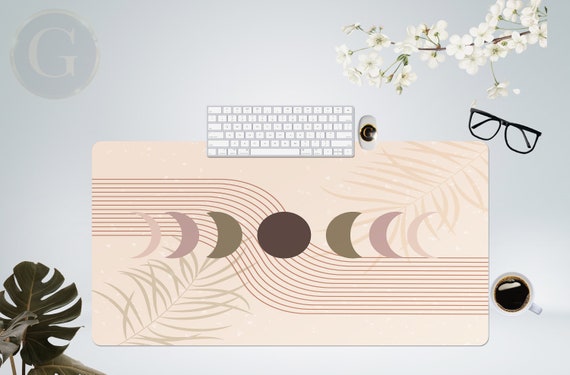 Boho Moon Phases Art Desk Mat, Extra Large Desk Mat with Multiple Size Options, Home Office Desk Decor, Gift For Coworker, Extended Mousepad