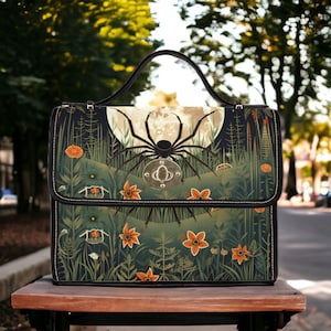 Sac cartable Black Spider Full Moon, sac à main Animal Forest, sac à corps croisé Cottage Core, sac à main Whimsigoth, sac à main Witchy Goblincore
