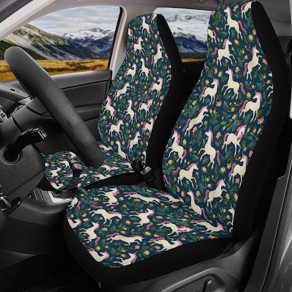Green nature unicorn Car Seat Cover, Cute Seat Cover for Car Interior Decor, Car Decor, Cute Car Accessories, Car Seat Cover Gift for women