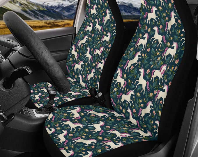 Green nature unicorn Car Seat Cover, Cute Seat Cover for Car Interior Decor, Car Decor, Cute Car Accessories, Car Seat Cover Gift for women
