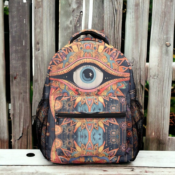 Mystical Eye backpack, cottagecore witch backpack, Dark Academia back to school day pack, witchy celestial school bag, cute witchy backpack