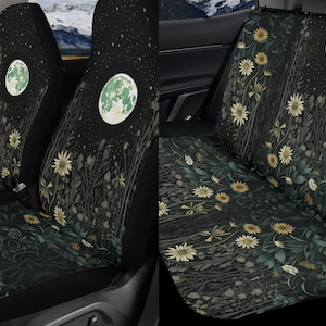 Dark Fern Forest Witchy Car Seat Cover Set, Green witch cottagecore Front back seat cover, Car interior decor, Cottagecore car accessories