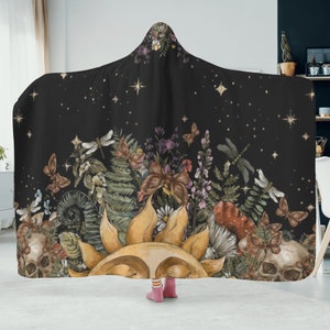 Manta con capucha bruja mística Cottagecore, manta Cottagecore suave para otoño e invierno, manta para regalo de Navidad, regalo casero Cottagecore imagen 1