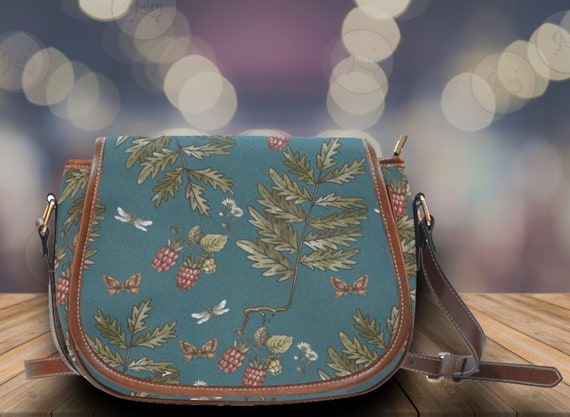 Cute Patrol Green Color Cottagecore Crossbody bag, nature crossbody bag, shoulder bag women, brown vegan leather strap, boho hippies gift