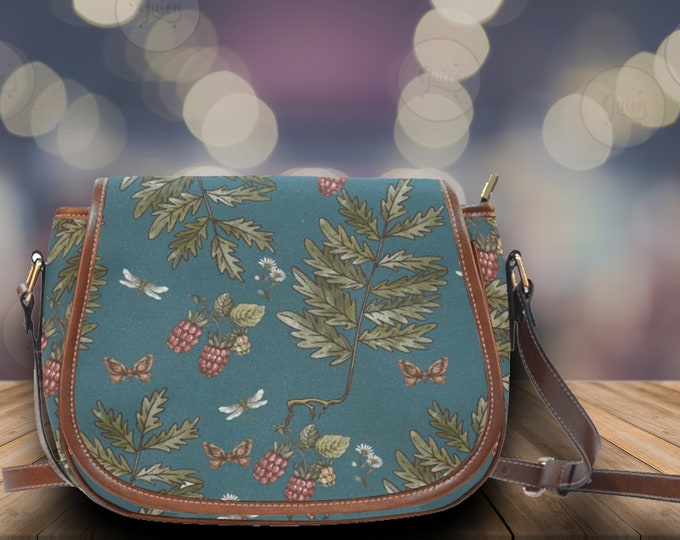 Cute Patrol Green Color Cottagecore Crossbody bag, nature crossbody bag, shoulder bag women, brown vegan leather strap, boho hippies gift