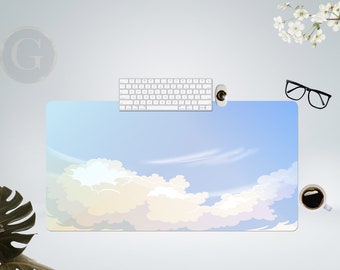 Sunny Day Anime Sky Gaming Schreibtischunterlage mit mehreren Größenoptionen, extra große Schreibtischunterlage für, Geschenk für Mitarbeiter, erweitertes Mauspad niedlich