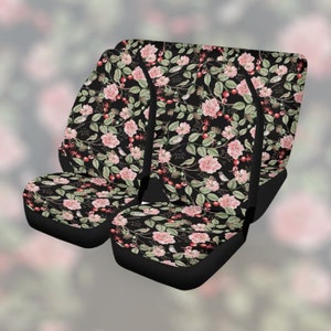 Cottagecore Vintage Flower Car Seat Covers , cute car seat covers, cottagecore  car accessories, nature women front seat covers for vehicles