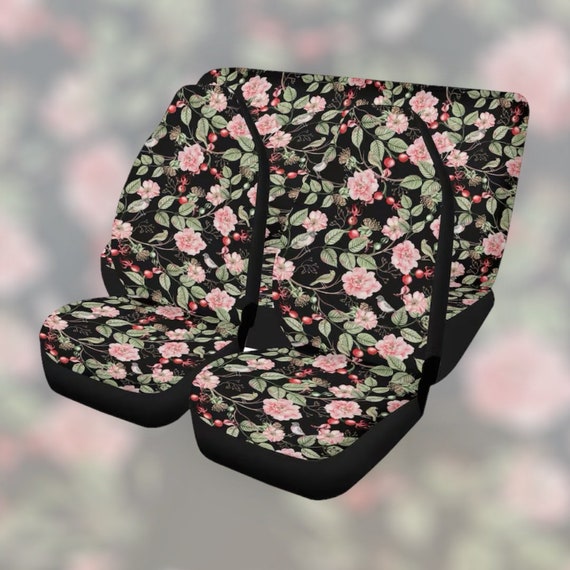 Cottagecore Vintage Flower Car Seat Covers , cute car seat covers, cottagecore  car accessories, nature women front seat covers for vehicles