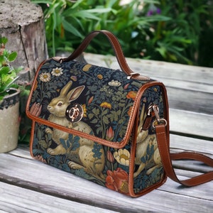 Pixie Rabbit Bag Boho Cute Rabbit Canvas Satchel Bag, Forest Nature Bunny Crossbody ...