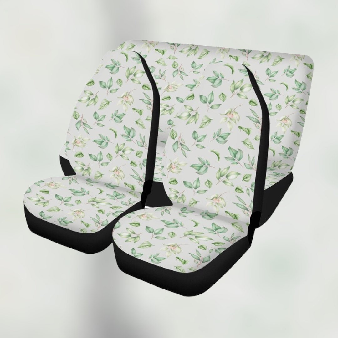 Boho Car Seat Covers Green Leaves Cottagecore Seat Covers for Vehicle