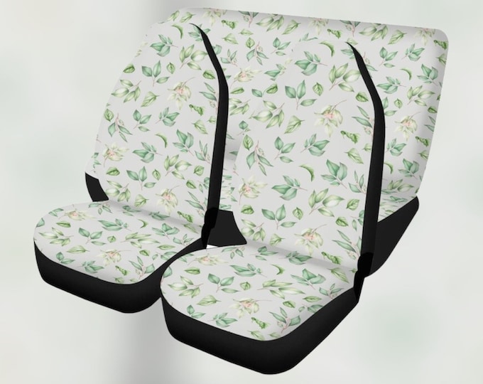 Boho Car Seat Covers Green leaves Cottagecore Seat Covers for vehicle, Nature car interior decor, cute car accessories gift women car decor