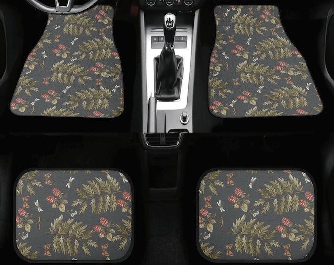 Cottagecore Grene Fern Car Floor Mats, Cottagecore, witchy magical, boho car accessories nature, mushrooms aesthetic women girls car mat set