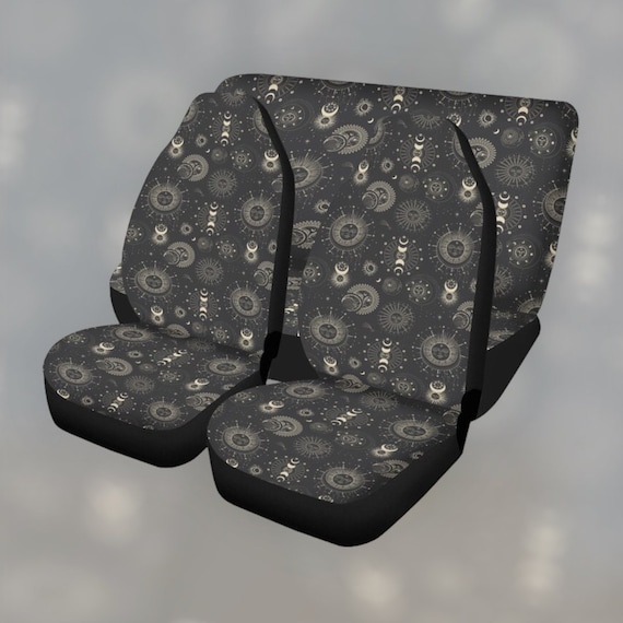 Witchy Car Seat Cover Set, Sun Moon front and back seat cover, Astrology Zodiac Mystical Witch car interior decor, Boho car accessories