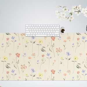 Fiori secchi pressati Art Desk Mat, Green Witchcraft Desk Mat Decor, Extra Large Desk Mat Mouse Pad, New Job Gift, cottagecore estetica