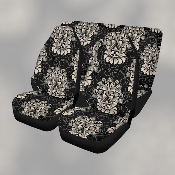 Black Boho Witch Car Seat Covers, Cute Black Victorian Vintage Car Seat Covers full set for vehicle women boho car interior decor gift