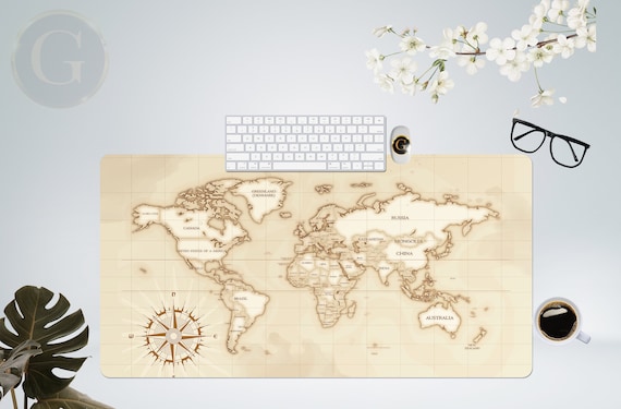 Historical World Map Desk Mat, World Map Desk Pad, World Map Decor, Desk Decor, Large Desk Pad, Place Mat, Desk Mat