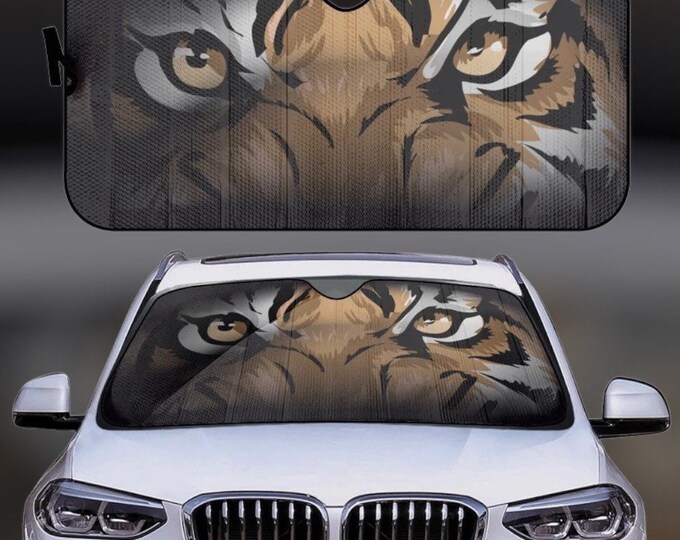 Tiger Eyes Cool Car sunshade for windshield, wild Animal print Window Sun Blocker nature car accessories Auto Decor Screen sun protector