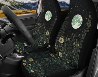 Dark Fern Forest Witchy Car Seat Cover Set, Green witch cottagecore Front back seat cover, Car interior decor, Cottagecore car accessories