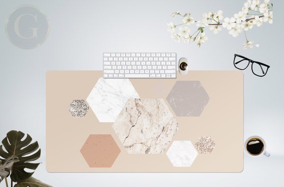Boho Marble Print Extra Large Desk Mat with Multiple Size Options, Home Office Desk Decor, Gift For Coworker, Extended Mouse Pad